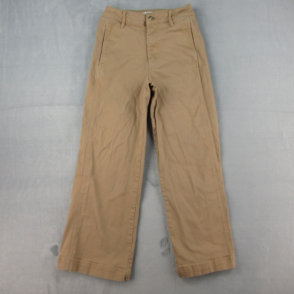 Vigoss High Rise Trouser Pants Tan‎ Khaki Wide Leg Stretch Chino Womens Size 26